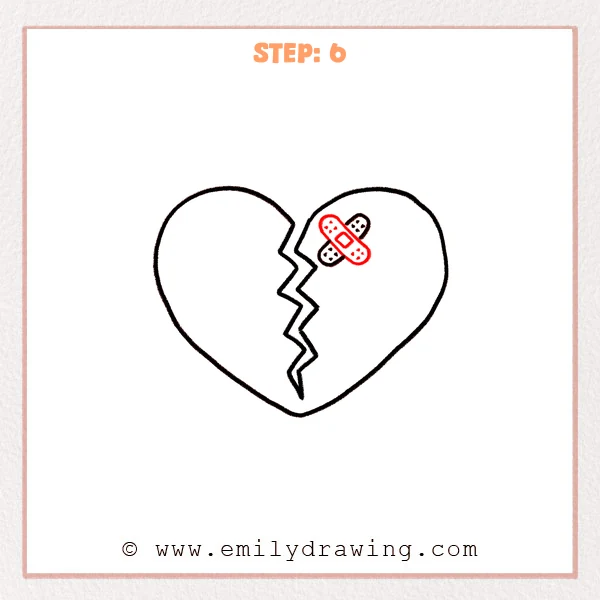 how to draw a broken heart - Step 6